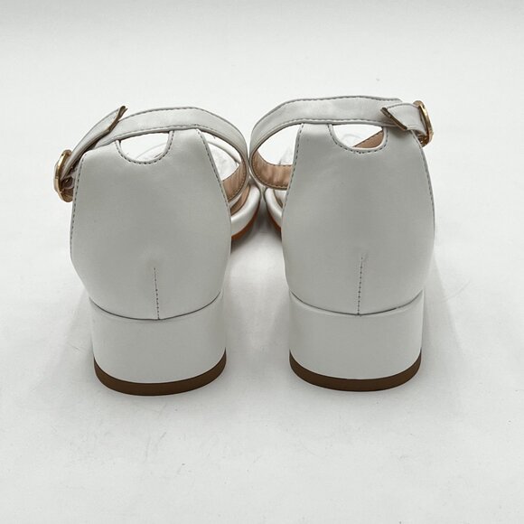 XYD White Open Toe Strappy Low Block Heel Sandal Ankle Strap Buckled Shoes - Picture 5 of 6